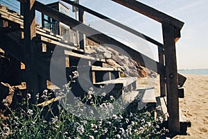 Stairs on the beach. photo